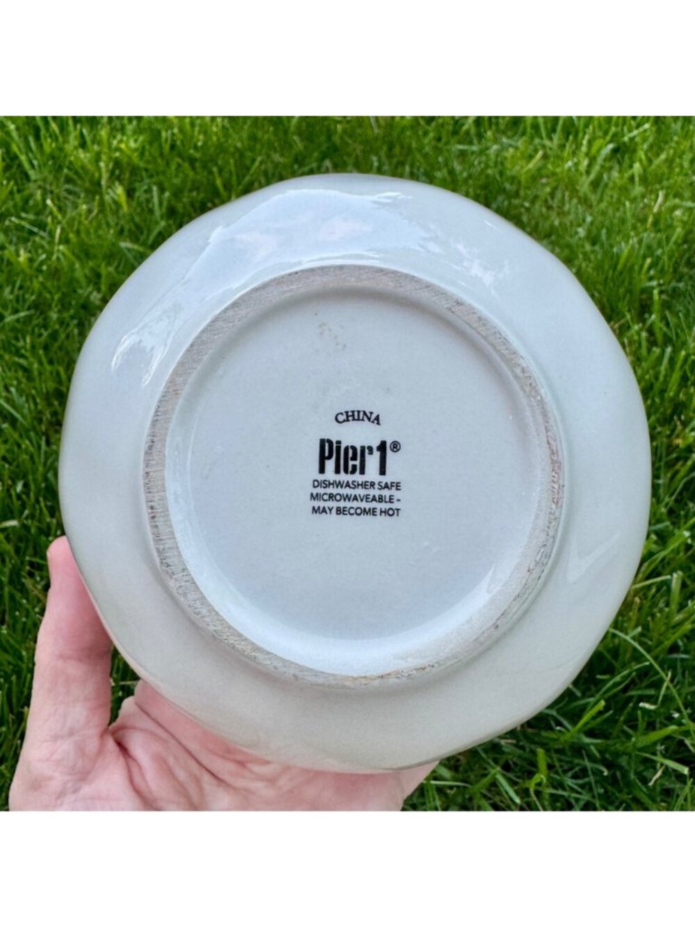 Pier 1 Blue Trim White Dimpled Bowls Set of Two Cereal Size - Picture 3 of 4